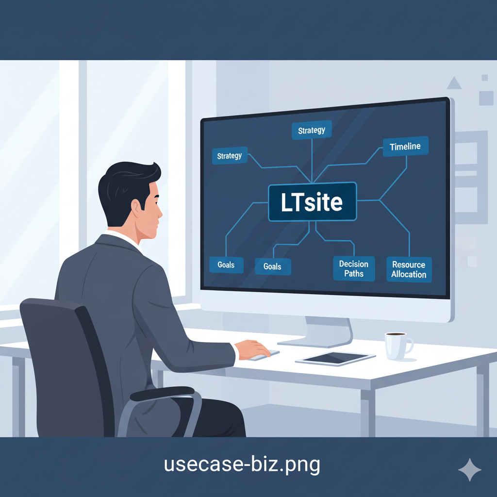 ビジネスマンがPCでLTsiteを使うイメージ