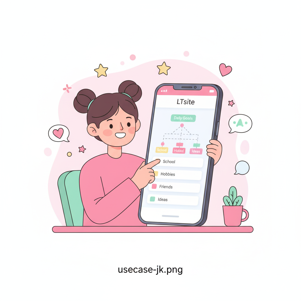 女子高生がスマホでLTsiteを使うイメージ